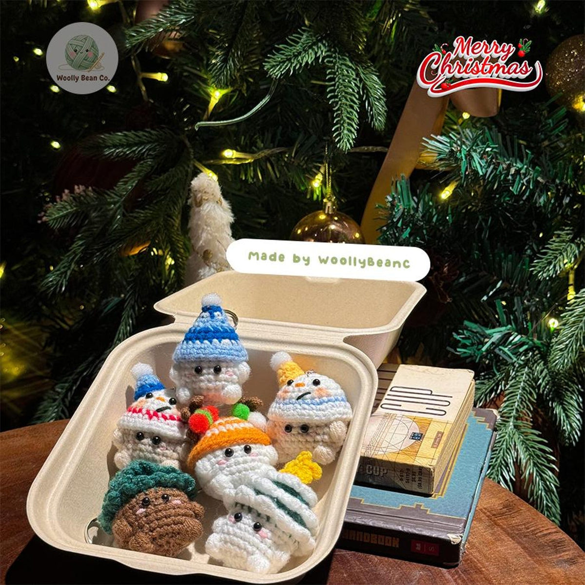 Buy 2 Get 1 Christmas Cute Mushroom crochet keychain bundle, Crochet gnome, Crochet Christmas tree keychain, Snowman gnome amigurumi