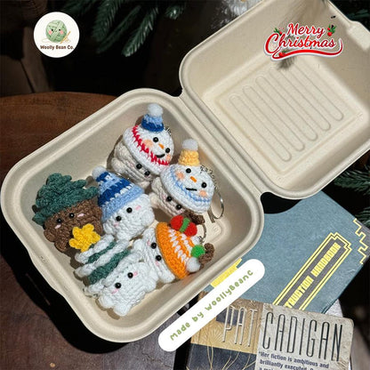 Buy 2 Get 1 Christmas Cute Mushroom crochet keychain bundle, Crochet gnome, Crochet Christmas tree keychain, Snowman gnome amigurumi