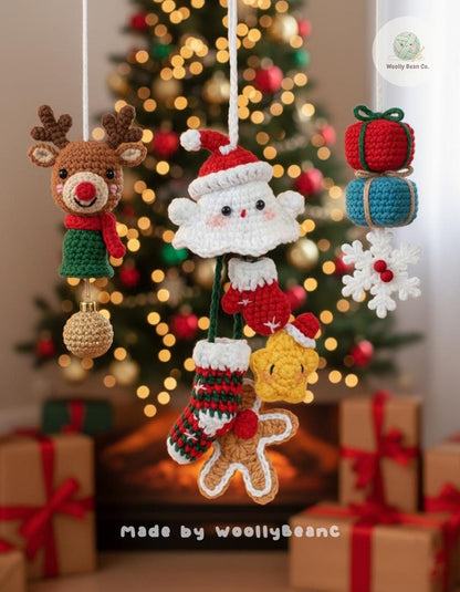 Finished Product Chrismast Ghost Car Charm Crochet – Cute Spooky car Hanging pendant, Amigurumi  Gift for Halloween DecorCar ghost hanger