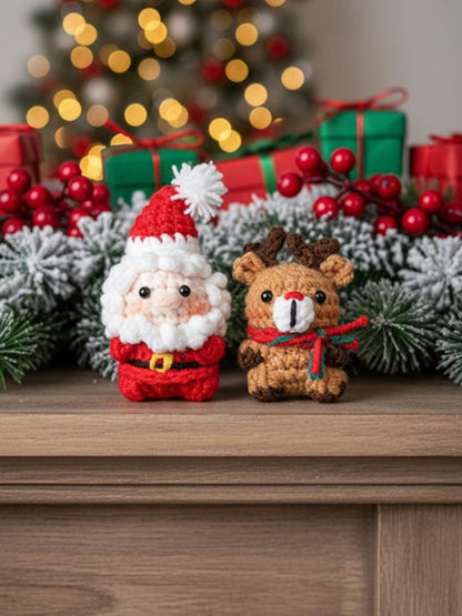 Handmade Crochet Santa Claus and Reindeer Keychain, Xmas hanging crochet, Handmade Amigurumi Christmas Gift, Winter Gifts, Holiday Gift