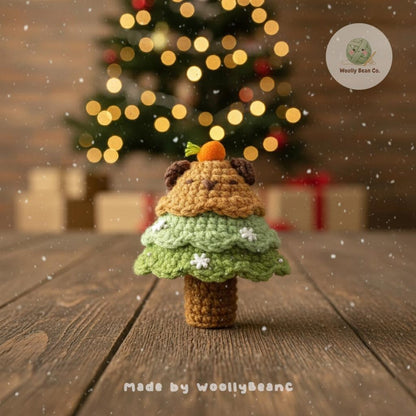 Crochet Capybara Christmas Tree Plushie, Handmade Amigurumi Holiday Decor with Star and Ornaments, Cute Charm Winter Gift, Cozy Xmas Decor