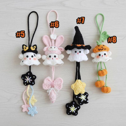 Crochet Halloween Ghost Hanging, Halloween Crochet, Spooky Car Hanging, Cute Ghost Amigurumi Halloween Decor,Home Decor Keychain