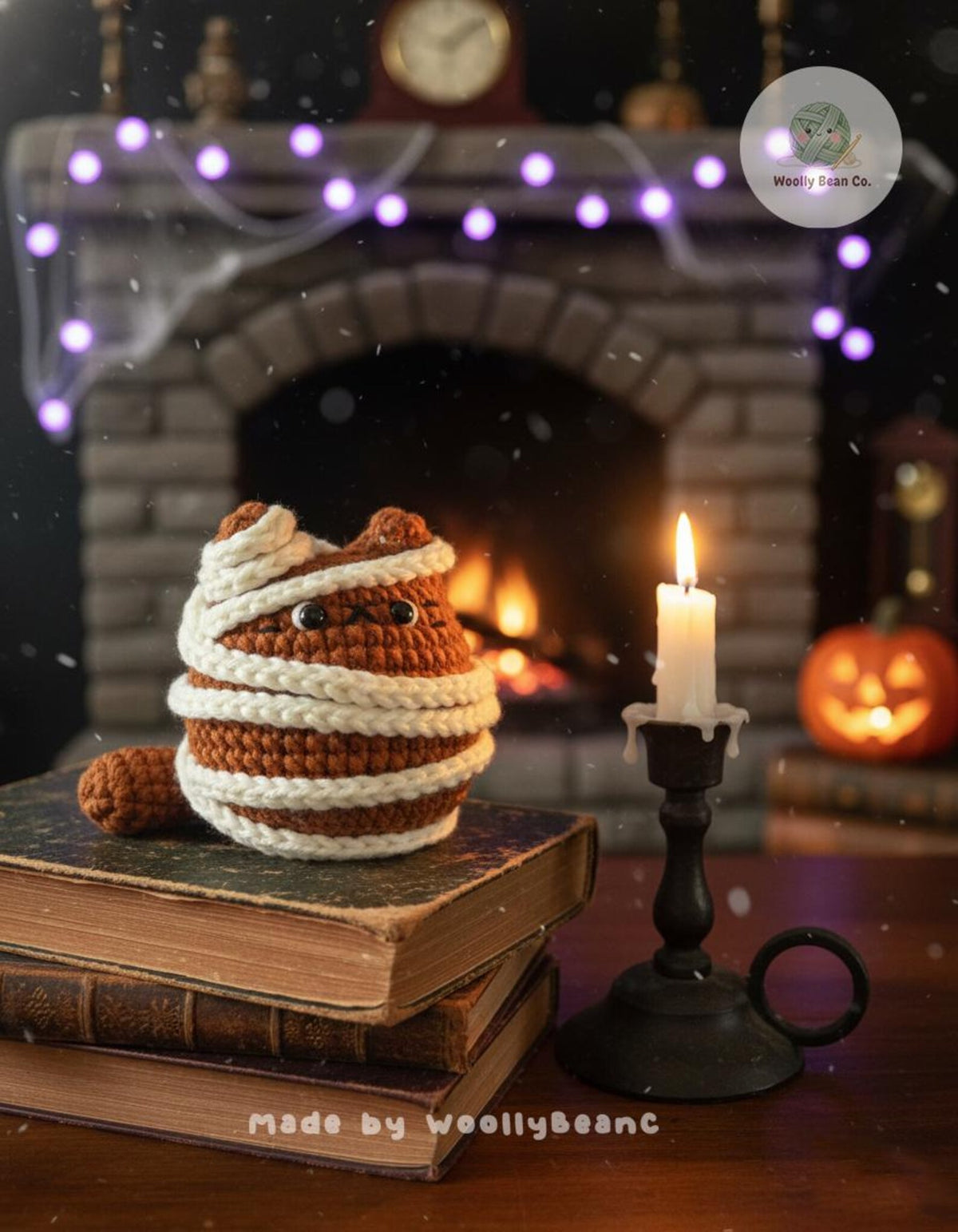 Finished Product -  Cute Chubbies Cat Crochet Halloween Keychain,Halloween Crochet, Crochet Kitten Keychain, Halloween Spooky Amigurumi