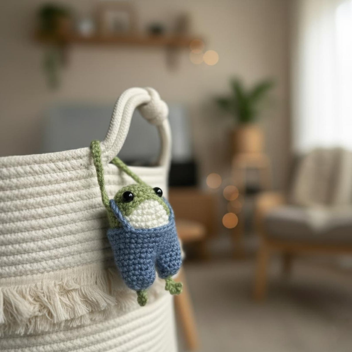 Cute Handmade Crochet Frog Plushie with Blue Overalls, Amigurumi Frog Doll, Cute Animal Toy, Frog Lovers, Froggy Crochet, Knitted Frog