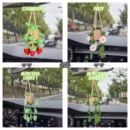 Crochet Plant Car Ornament: Personalized Succulent Car Accessory