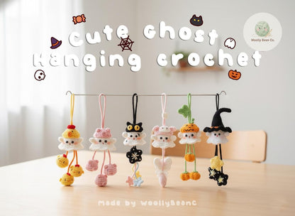 Crochet Halloween Ghost Hanging, Halloween Crochet, Spooky Car Hanging, Cute Ghost Amigurumi Halloween Decor,Home Decor Keychain