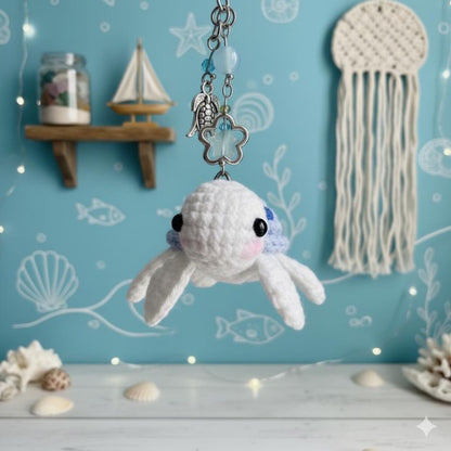 Y2K Blue Turtle Crochet Keychain Bundle, Mini Turtle Crochet, Amigurumi Turtle Kychain, Cute Sea Turtles, Crochet Stuffed Animals Keychain