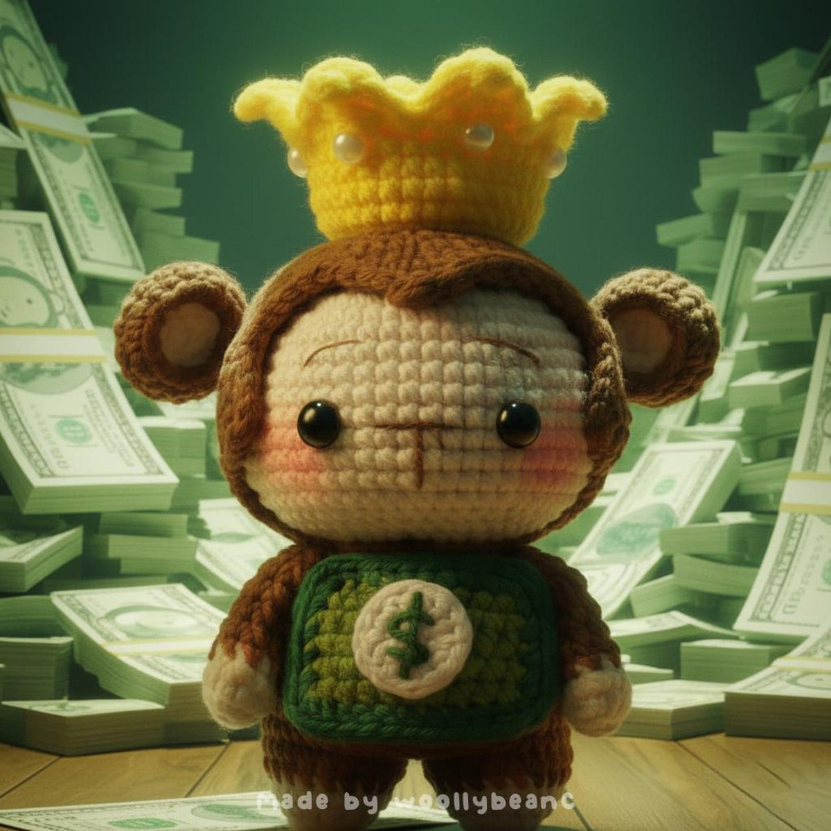 Crochet Rich Monkey With Crown Keychain, Crochet Money Monkey Keychain, Amigurumi Monkey, Crochet Monkey, Crochet Keyring, Monkey Gifts