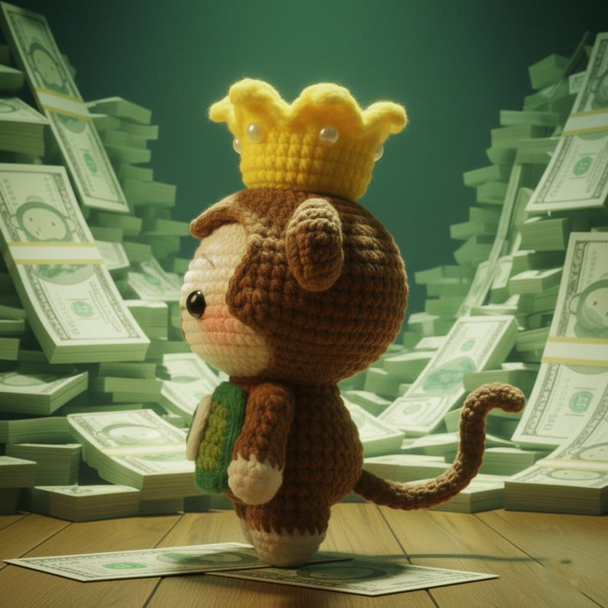 Crochet Rich Monkey With Crown Keychain, Crochet Money Monkey Keychain, Amigurumi Monkey, Crochet Monkey, Crochet Keyring, Monkey Gifts