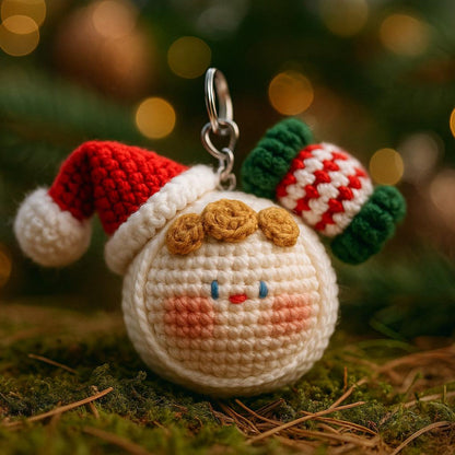 Christmas ornaments crochet keychain bundle, Crochet reindeer gnome, Crochet Christmas tree keychain, Snowman gnome amigurumi