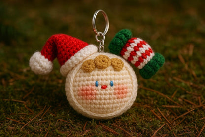 Christmas ornaments crochet keychain bundle, Crochet reindeer gnome, Crochet Christmas tree keychain, Snowman gnome amigurumi