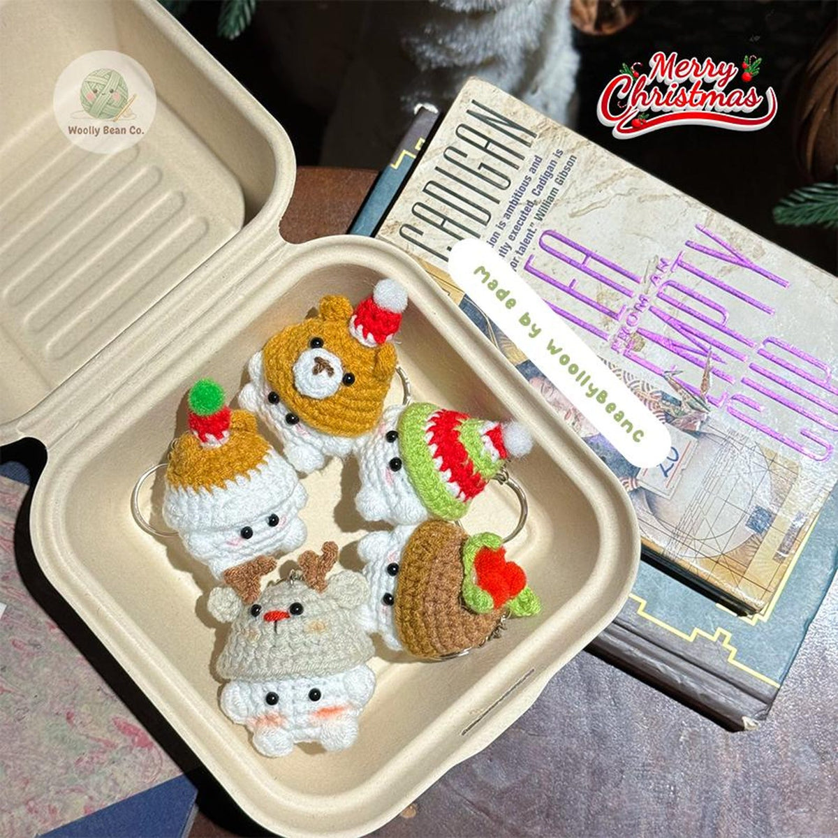 Buy 2 Get 1 Christmas Cute Mushroom crochet keychain bundle, Crochet gnome, Crochet Christmas tree keychain, Snowman gnome amigurumi