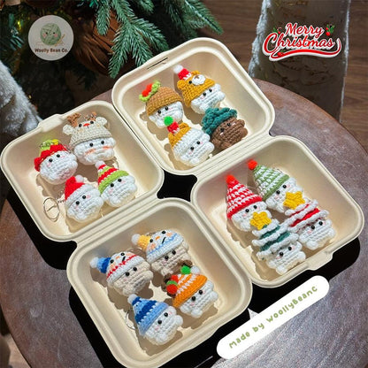 Buy 2 Get 1 Christmas Cute Mushroom crochet keychain bundle, Crochet gnome, Crochet Christmas tree keychain, Snowman gnome amigurumi