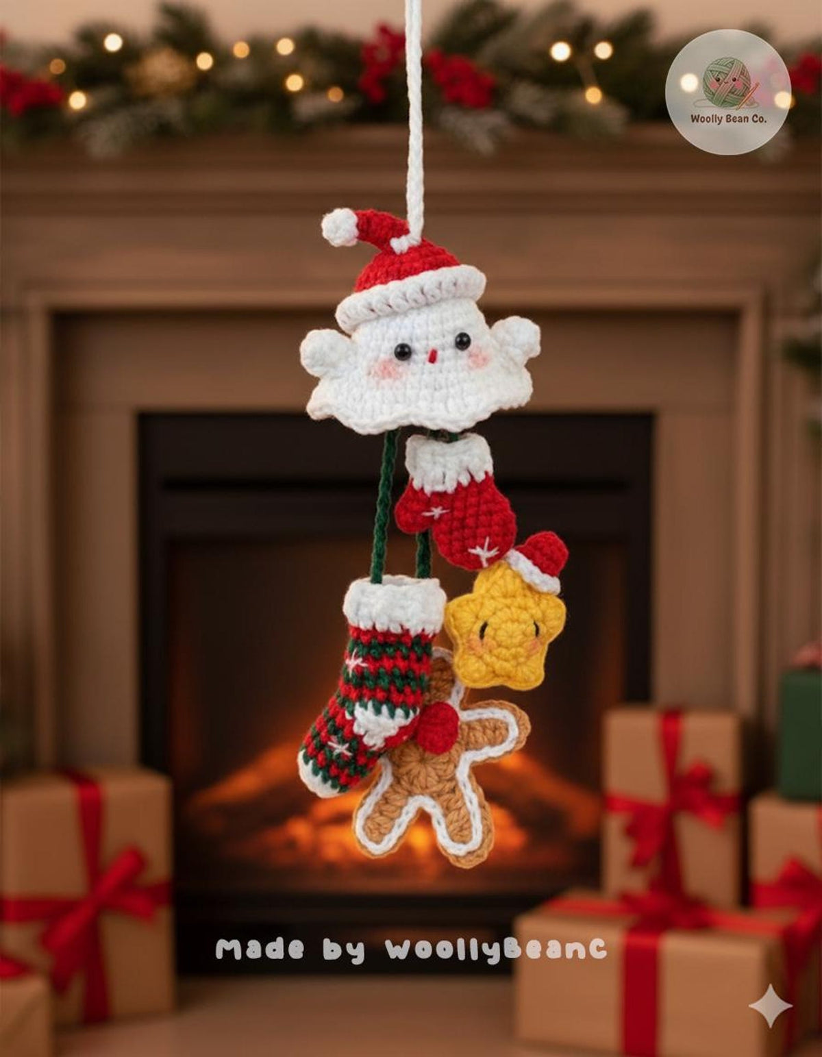 Finished Product Chrismast Ghost Car Charm Crochet – Cute Spooky car Hanging pendant, Amigurumi  Gift for Halloween DecorCar ghost hanger