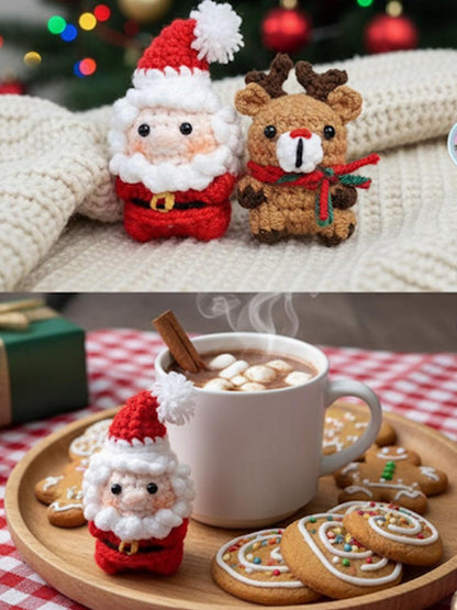 Handmade Crochet Santa Claus and Reindeer Keychain, Xmas hanging crochet, Handmade Amigurumi Christmas Gift, Winter Gifts, Holiday Gift