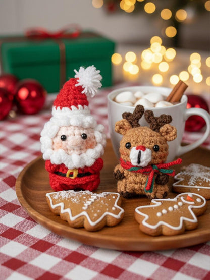Handmade Crochet Santa Claus and Reindeer Keychain, Xmas hanging crochet, Handmade Amigurumi Christmas Gift, Winter Gifts, Holiday Gift
