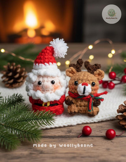 Handmade Crochet Santa Claus and Reindeer Keychain, Xmas hanging crochet, Handmade Amigurumi Christmas Gift, Winter Gifts, Holiday Gift