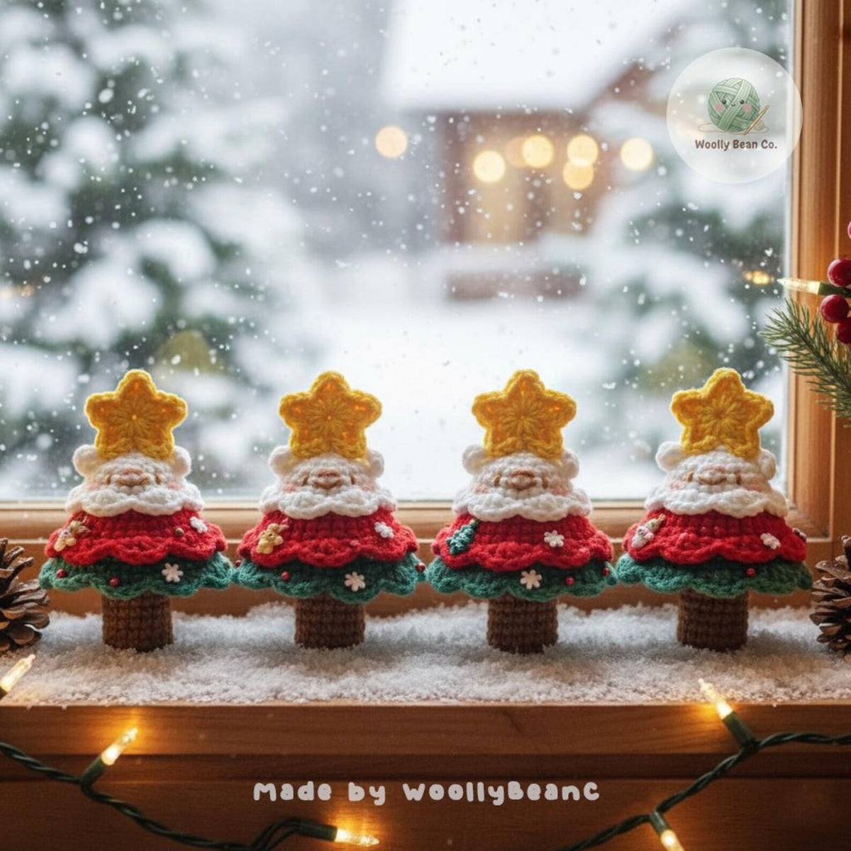 Crochet Christmas Tree Plushie, Handmade Amigurumi Holiday Decor with Star and Ornaments, Cute Charm Winter Gift, Cozy Xmas Decoration