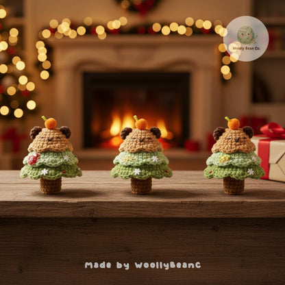 Crochet Capybara Christmas Tree Plushie, Handmade Amigurumi Holiday Decor with Star and Ornaments, Cute Charm Winter Gift, Cozy Xmas Decor