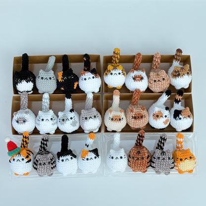 Buy 2 get 1 Crochet mini cat keychain, Crochet Cat Stuffed Animal, Cute Gift for Cat Lovers, Car Keyring, Soft Chubby Kitty Amigurumi