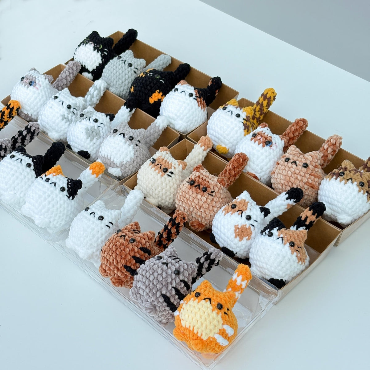 Buy 2 get 1 Crochet mini Christmas cat keychain Crochet Cat Stuffed Animal Cute Gift for Cat Lovers,Car Keyring, Soft Chubby Kitty Amigurumi