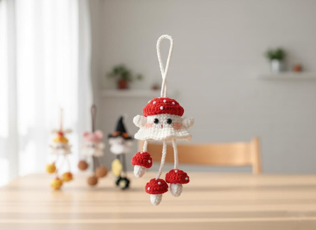 Crochet Halloween Ghost Hanging, Halloween Crochet, Spooky Car Hanging, Cute Ghost Amigurumi Halloween Decor,Home Decor Keychain