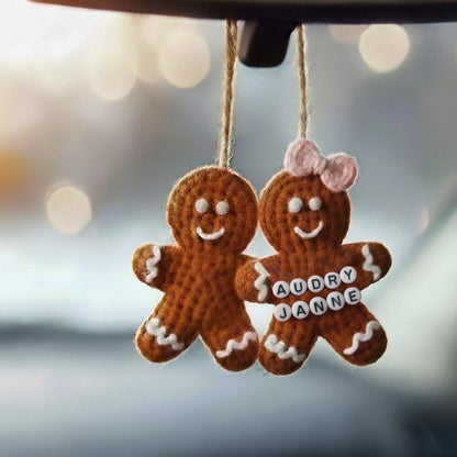 Personalized Couple Gingerbread Man Crochet Christmas Ornament, Amigurumi gift,  Custom Name handmdade, Gift For Lover, Xmas Decoration