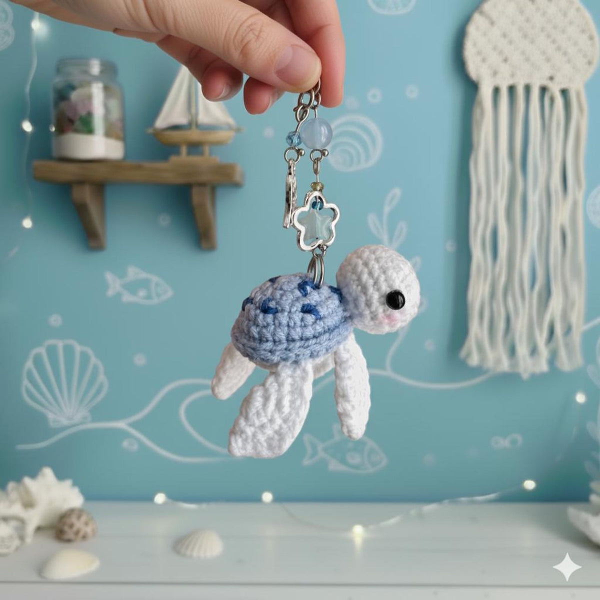 Y2K Blue Turtle Crochet Keychain Bundle, Mini Turtle Crochet, Amigurumi Turtle Kychain, Cute Sea Turtles, Crochet Stuffed Animals Keychain