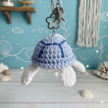Y2K Blue Turtle Crochet Keychain Bundle, Mini Turtle Crochet, Amigurumi Turtle Kychain, Cute Sea Turtles, Crochet Stuffed Animals Keychain