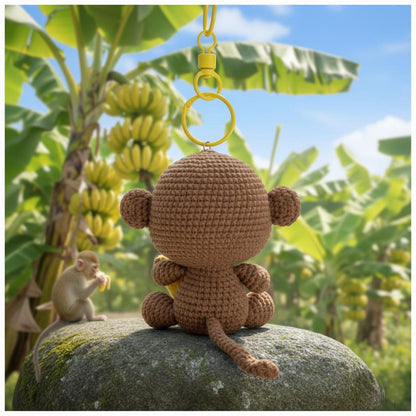 Crochet Monkey With Banana Keychain, Crochet Little Monkey Keychain, Amigurumi Monkey, Crochet Monkey, Crochet Keyring, Monkey Cute Gifts