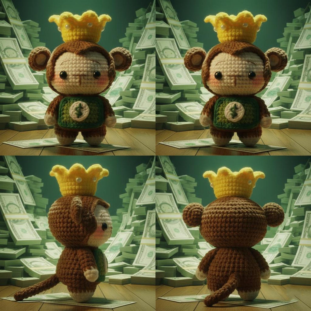 Crochet Rich Monkey With Crown Keychain, Crochet Money Monkey Keychain, Amigurumi Monkey, Crochet Monkey, Crochet Keyring, Monkey Gifts