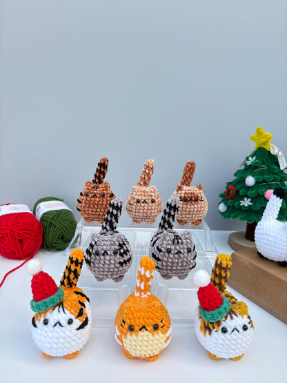 Buy 2 get 1 Crochet mini Christmas cat keychain Crochet Cat Stuffed Animal Cute Gift for Cat Lovers,Car Keyring, Soft Chubby Kitty Amigurumi