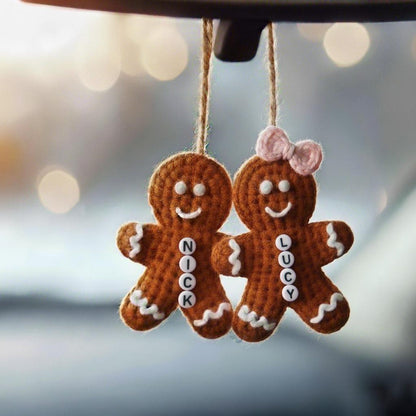 Personalized Couple Gingerbread Man Crochet Christmas Ornament, Amigurumi gift,  Custom Name handmdade, Gift For Lover, Xmas Decoration