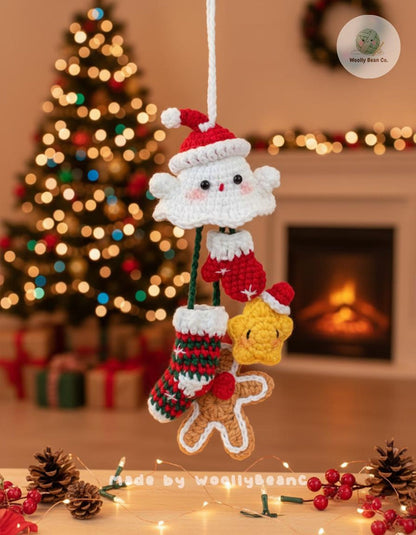 Finished Product Chrismast Ghost Car Charm Crochet – Cute Spooky car Hanging pendant, Amigurumi  Gift for Halloween DecorCar ghost hanger