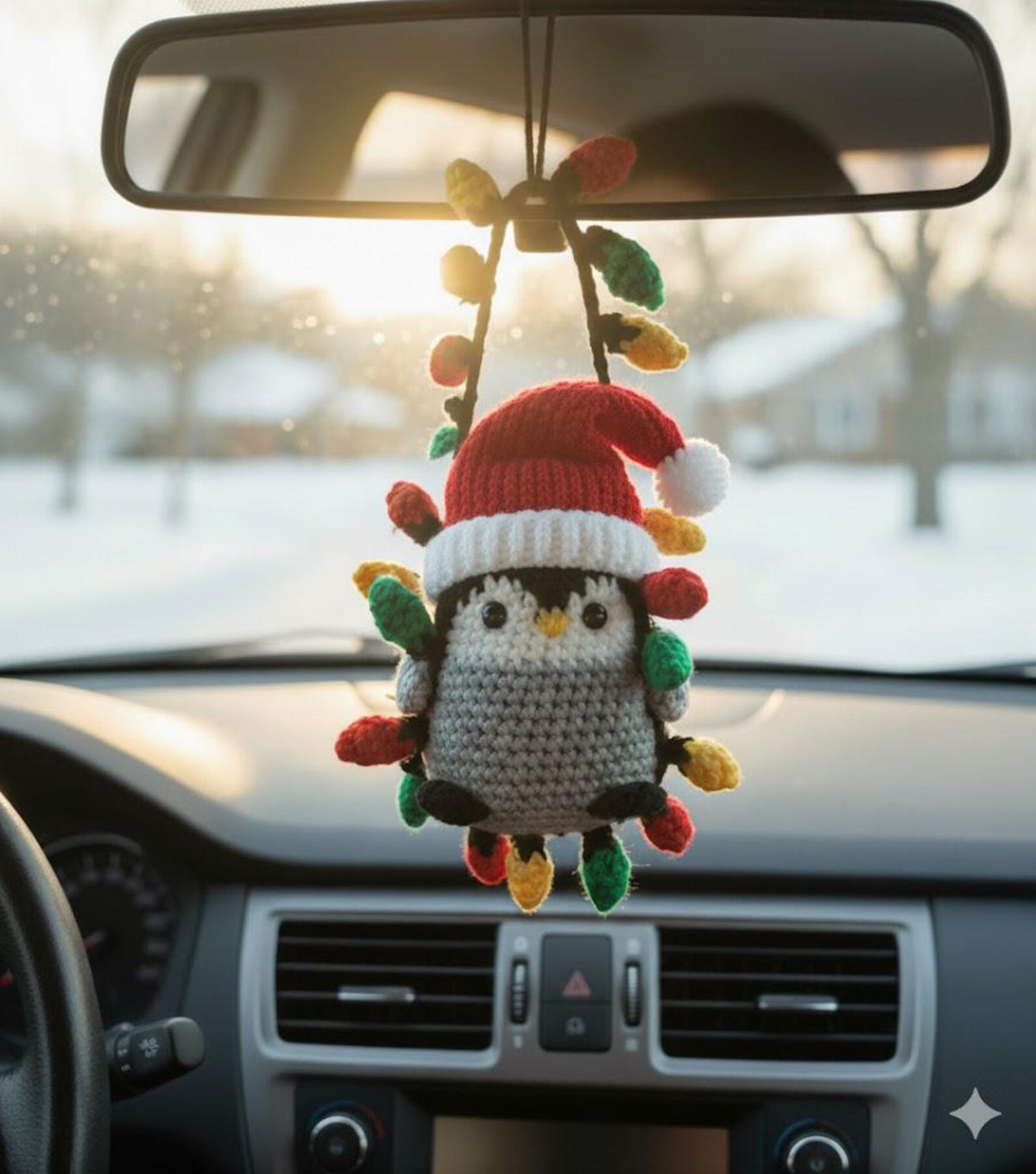 Crochet Christmas Penguin Car Ornament, Christmas Gifts, Handmade Penguin, Crochet car hanging, Cute Penguin Car Charm, Xmas Gift