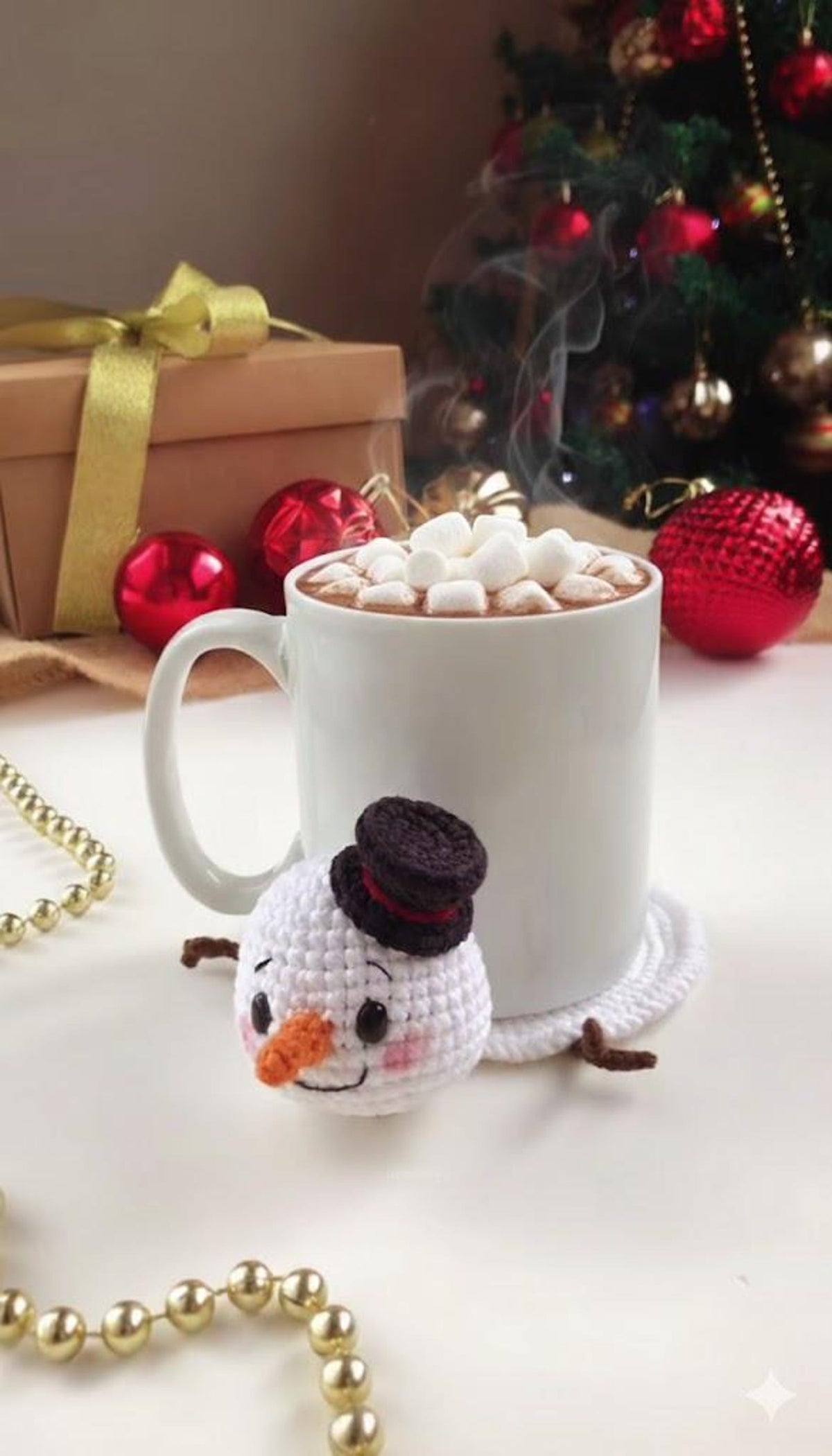 Crochet Christmas Coaster, Handmade Xmas Round Cup Holder, Crochet Santa, Grinch, Snowman Coaster Decor, Cute Gift, Unique Gift for Her