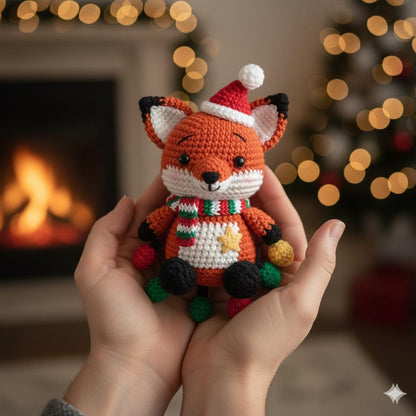 Crochet Christmas Fox Car Ornament, Christmas Gifts, Handmade Fox, Crochet car hanging, Cute Fox Car Charm, Xmas Gift