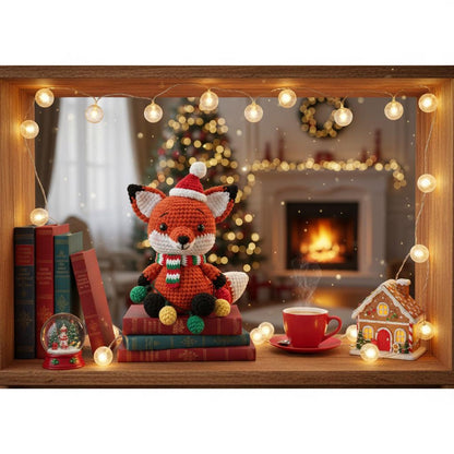 Crochet Christmas Fox Car Ornament, Christmas Gifts, Handmade Fox, Crochet car hanging, Cute Fox Car Charm, Xmas Gift