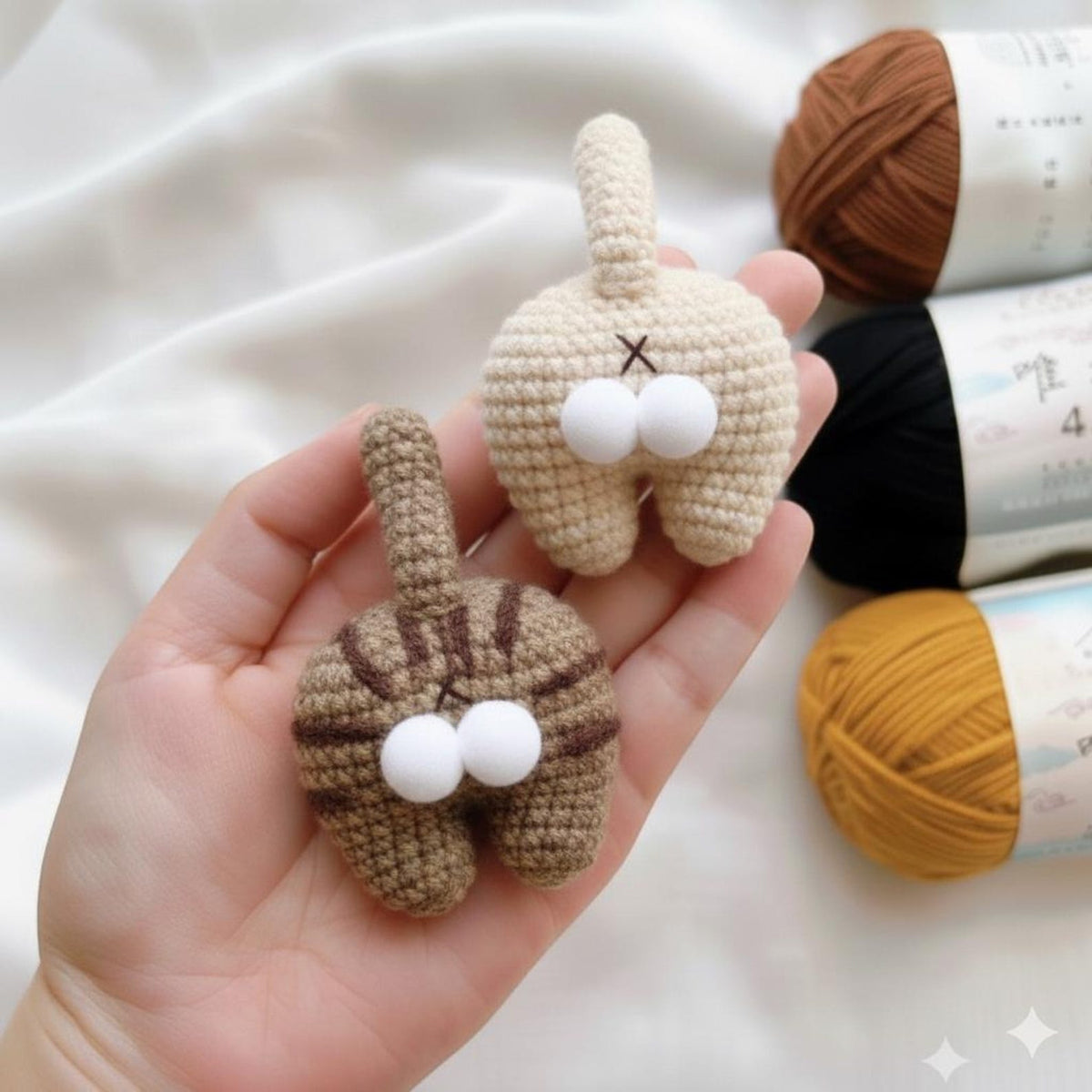 Personalized Crochet Butt Cat Keychain, Funny Crochet Cat Stuffed Animal, Cute Gift for Cat Lovers, Car Keyring, Soft Chubby Kitty Amigurumi