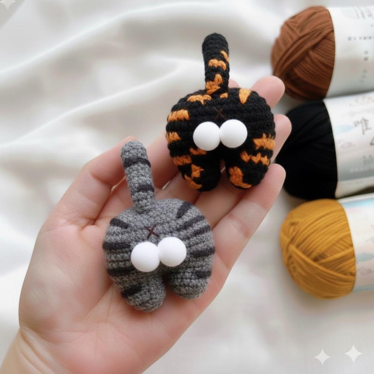 Personalized Crochet Butt Cat Keychain, Funny Crochet Cat Stuffed Animal, Cute Gift for Cat Lovers, Car Keyring, Soft Chubby Kitty Amigurumi