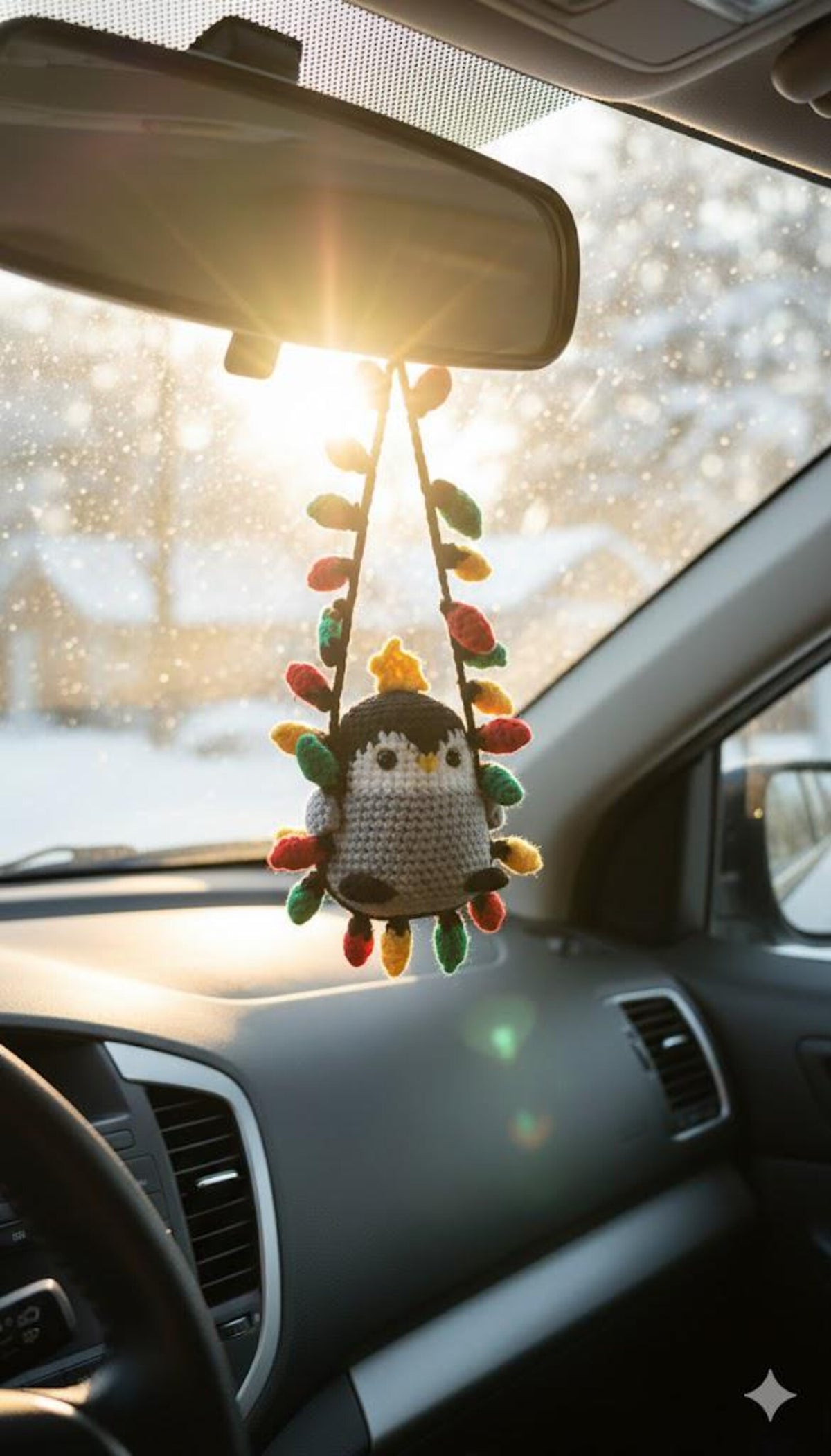 Crochet Christmas Penguin Car Ornament, Christmas Gifts, Handmade Penguin, Crochet car hanging, Cute Penguin Car Charm, Xmas Gift