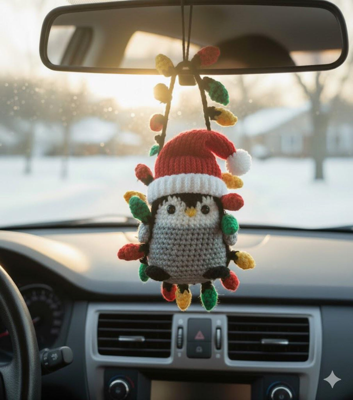 Crochet Christmas Penguin Car Ornament, Christmas Gifts, Handmade Penguin, Crochet car hanging, Cute Penguin Car Charm, Xmas Gift