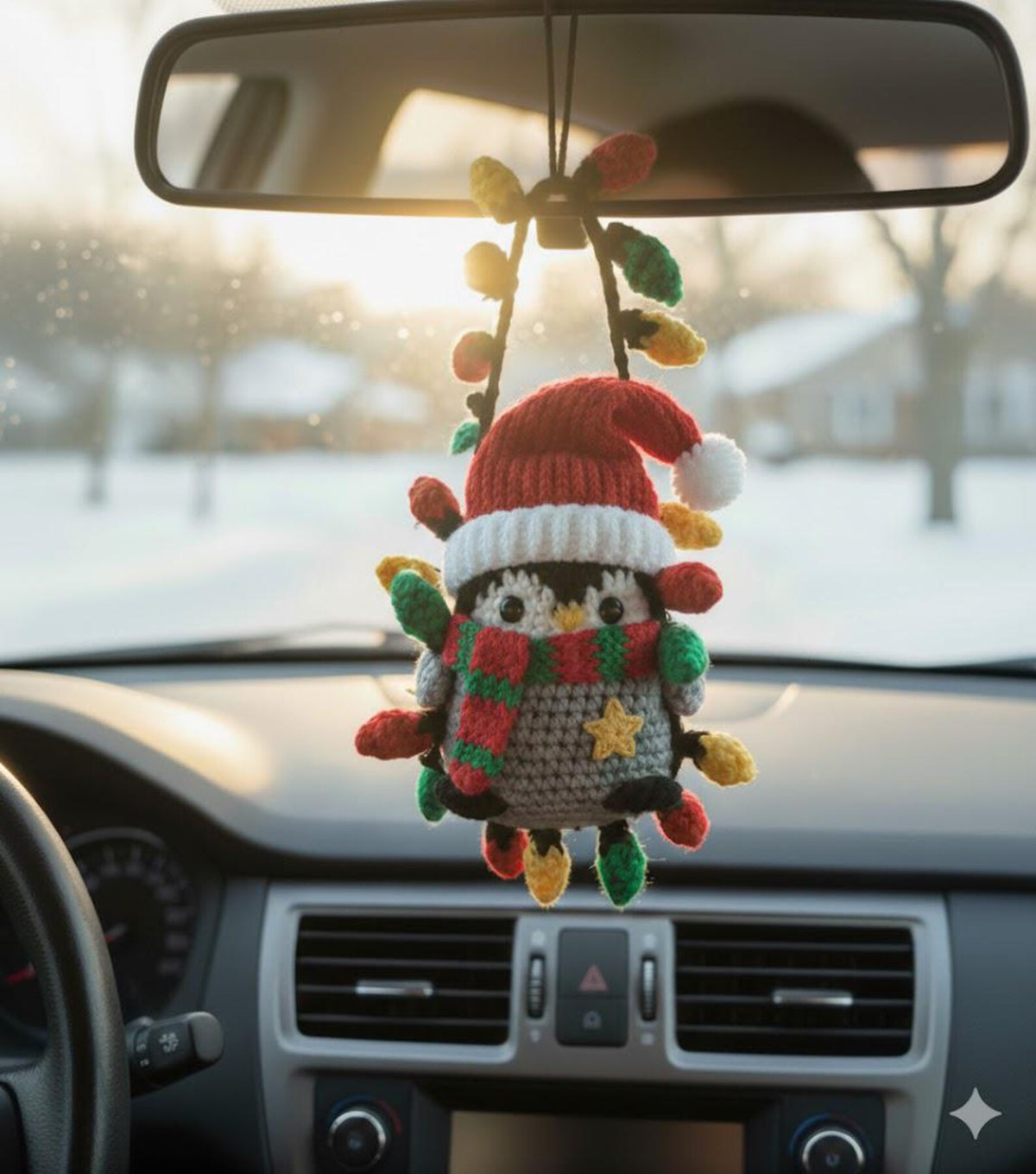 Crochet Christmas Penguin Car Ornament, Christmas Gifts, Handmade Penguin, Crochet car hanging, Cute Penguin Car Charm, Xmas Gift