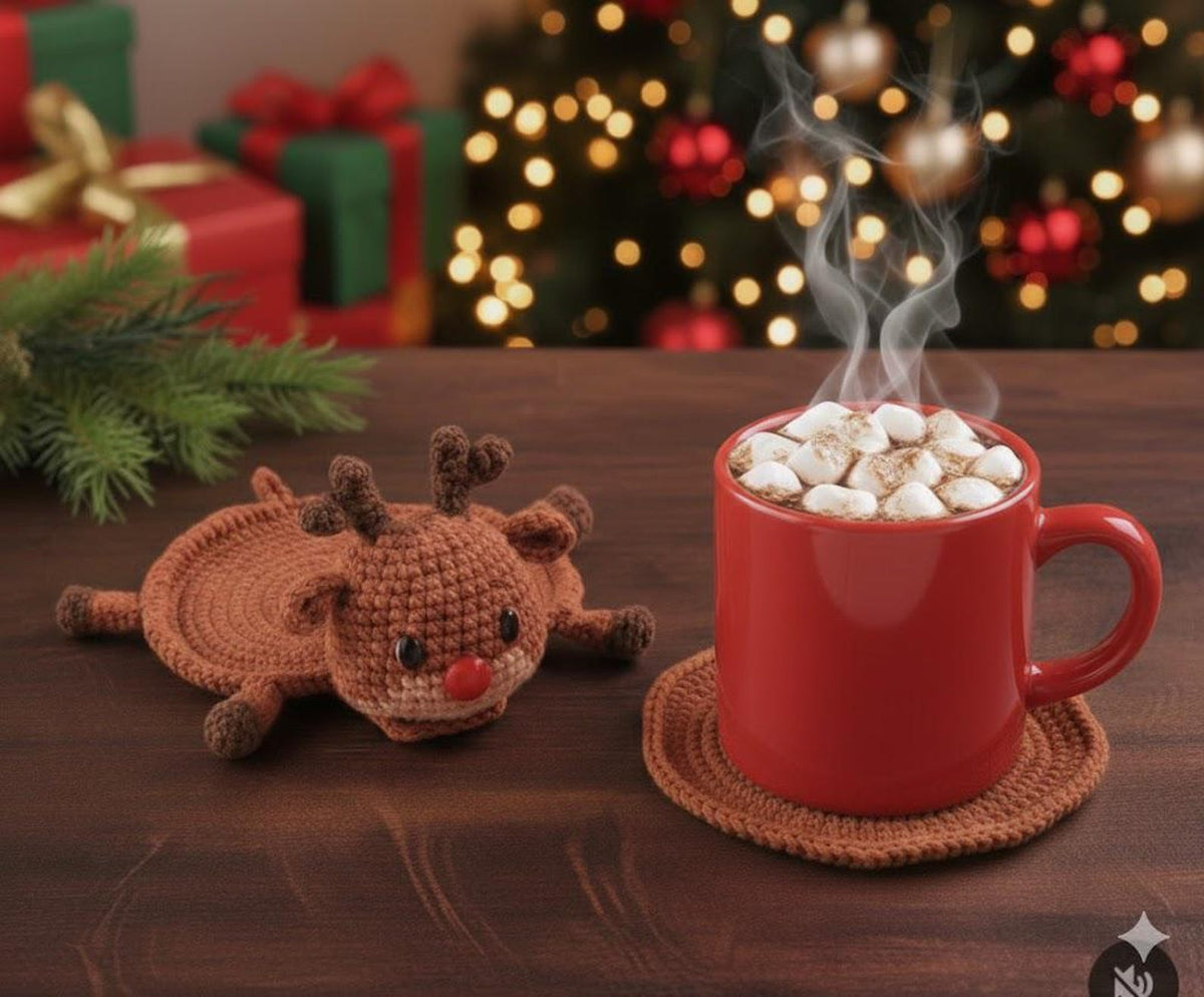 Crochet Christmas Coaster, Handmade Xmas Round Cup Holder, Crochet Santa, Grinch, Snowman Coaster Decor, Cute Gift, Unique Gift for Her