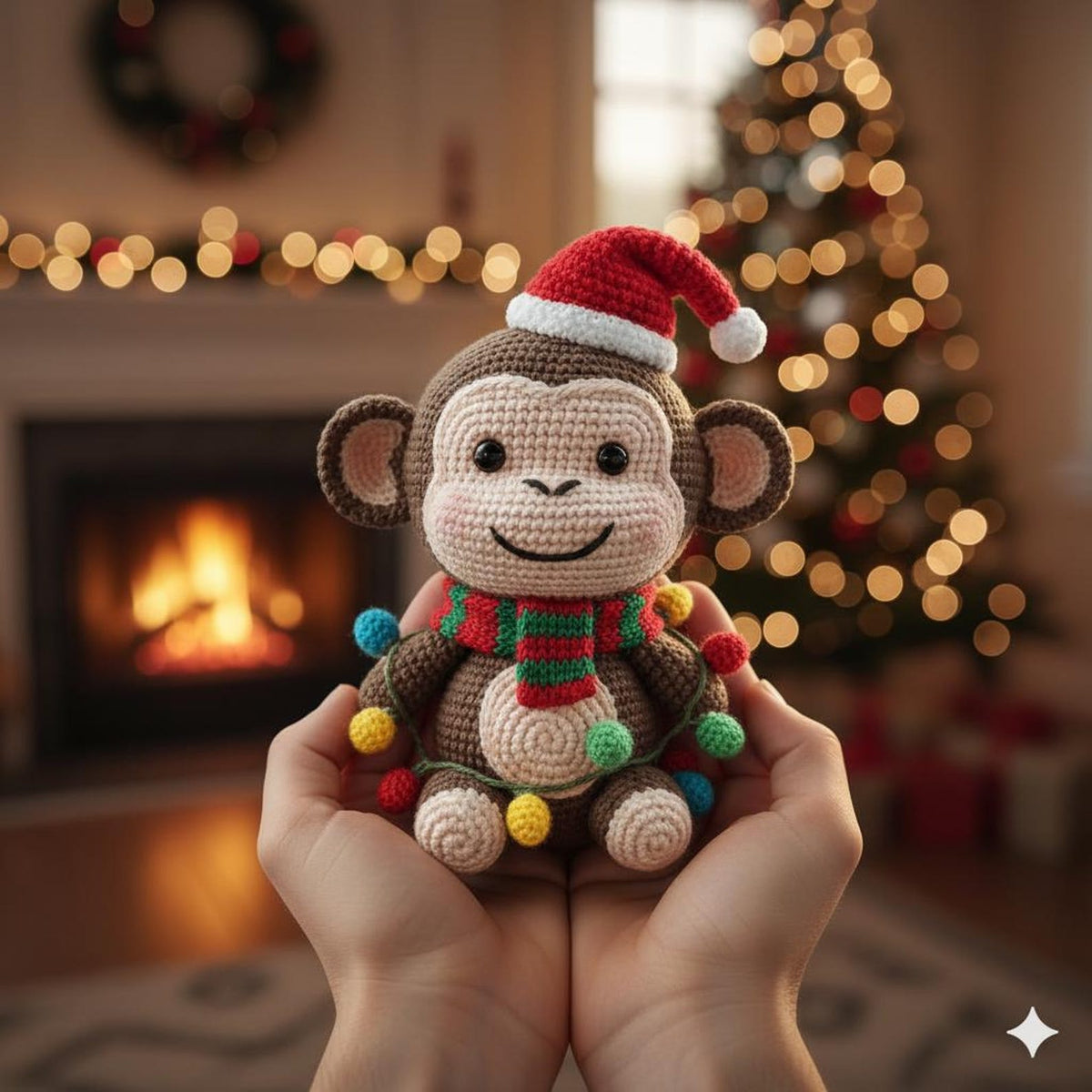 Crochet Christmas Monkey Car Ornament, Christmas Gifts, Handmade Monkey, Crochet car hanging, Cute Monkey Car Charm, Xmas Gift