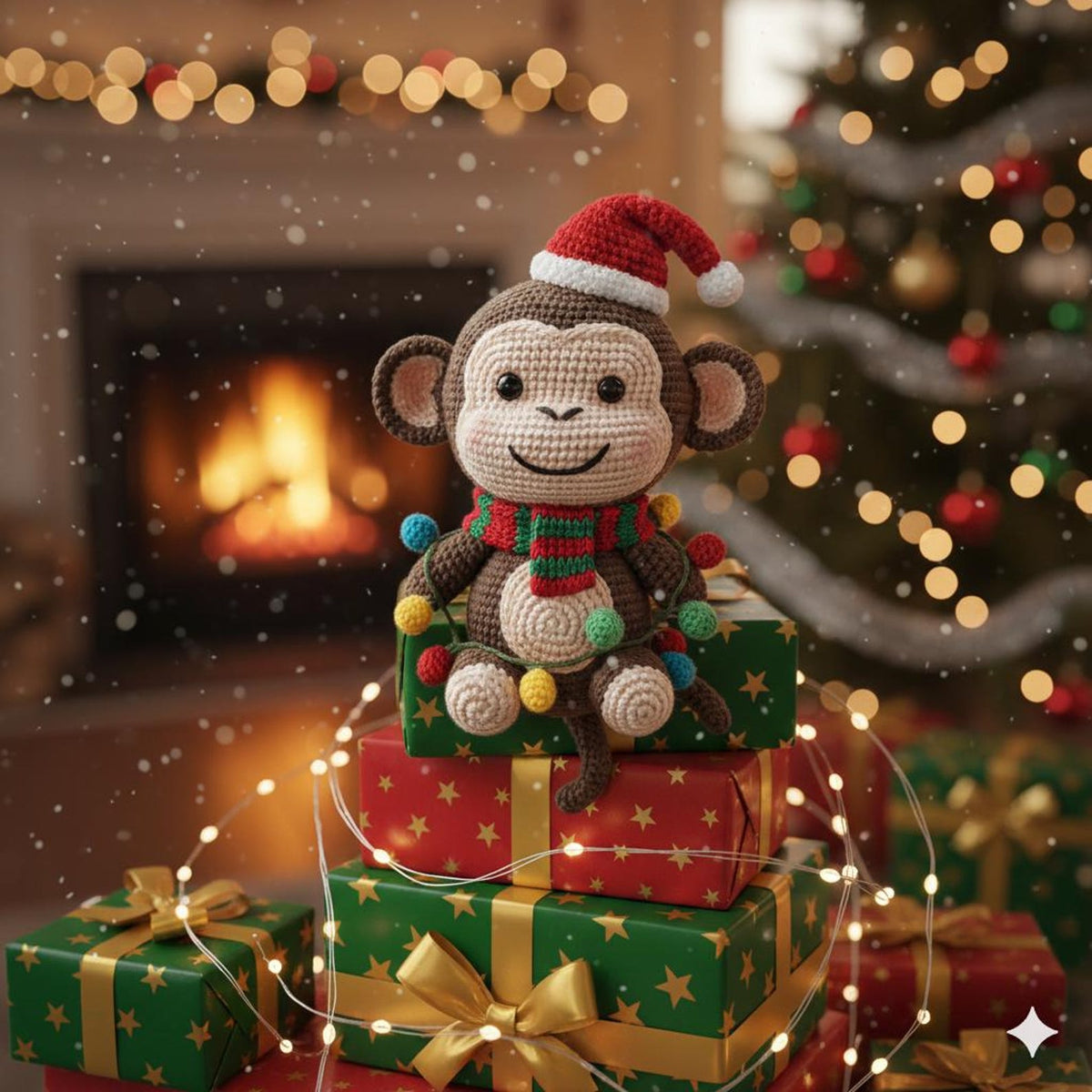 Crochet Christmas Monkey Car Ornament, Christmas Gifts, Handmade Monkey, Crochet car hanging, Cute Monkey Car Charm, Xmas Gift