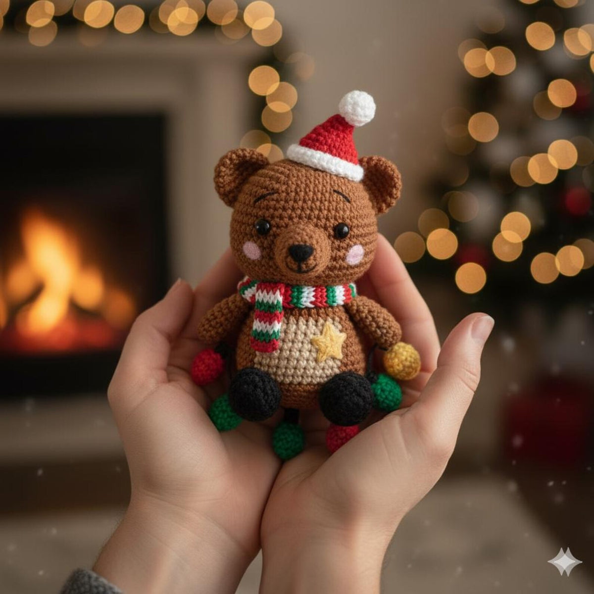 Crochet Christmas Bear Car Ornament, Christmas Gifts, Handmade Bear, Crochet car hanging, Cute Bear Car Charm, Xmas Gift, Bear Amigurumi
