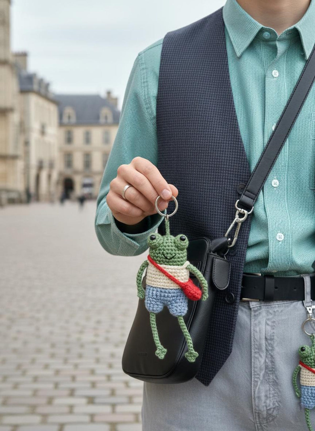 Cute Handmade Crochet Frog Plushie with Shirt And Bag, Amigurumi Frog, Adore Animal Toy, Frog Lovers, Froggy Crochet, Knitted Frog