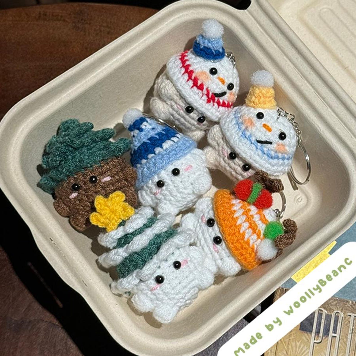 Buy 2 Get 1 Christmas Cute Mushroom crochet keychain bundle, Crochet gnome, Crochet Christmas tree keychain, Snowman gnome amigurumi