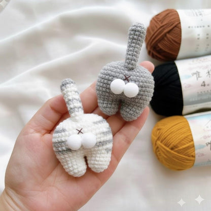 Personalized Crochet Butt Cat Keychain, Funny Crochet Cat Stuffed Animal, Cute Gift for Cat Lovers, Car Keyring, Soft Chubby Kitty Amigurumi